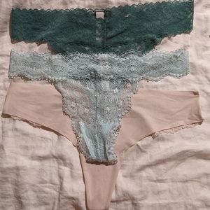 3-pair bundle of lacy thong panties